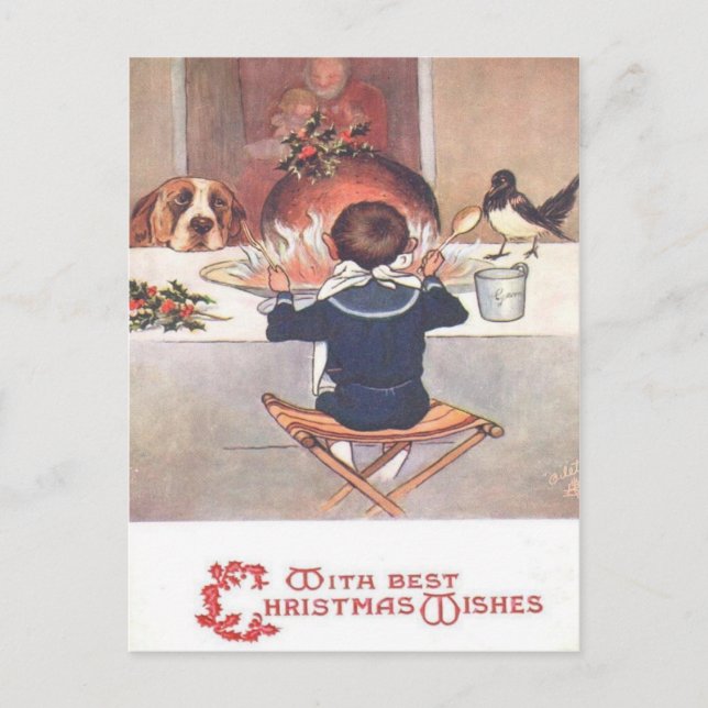 Christmas Wishes Vintage 1906 Christmas Postcard (Front)