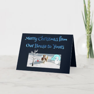 Christmas Wishes w/Beautiful Basset in the Snow  Card