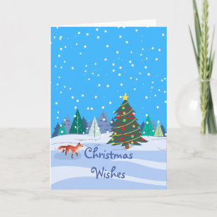 Christmas Wishes with Fox.and Christmas Tree Card