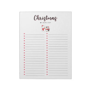 Christmas Wishlist Snowman and Penguin Notepad