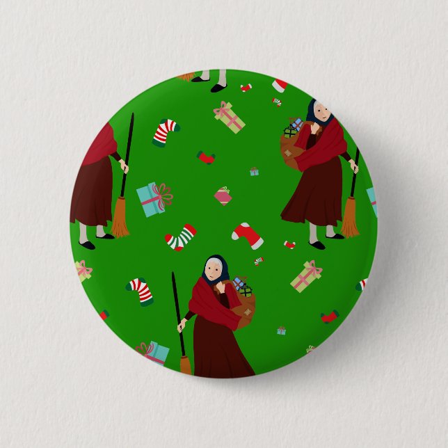 christmas witch Befana 6 Cm Round Badge (Front)