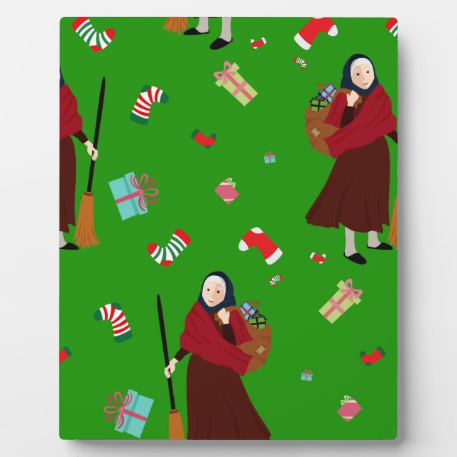 christmas witch Befana Plaque (Front)