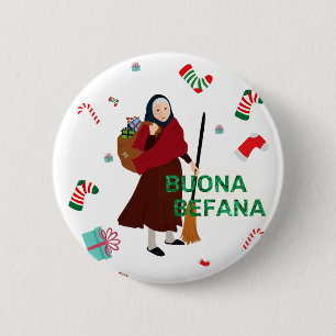 christmas Witch buona Befana 6 Cm Round Badge