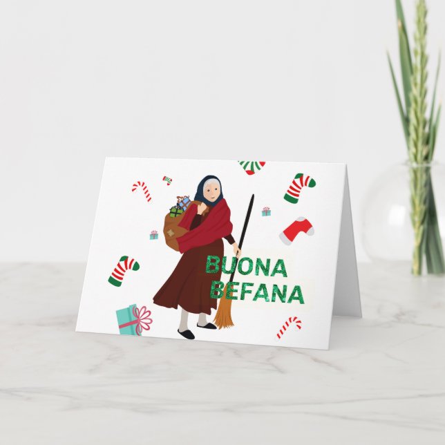 christmas Witch buona Befana Holiday Card (Front)