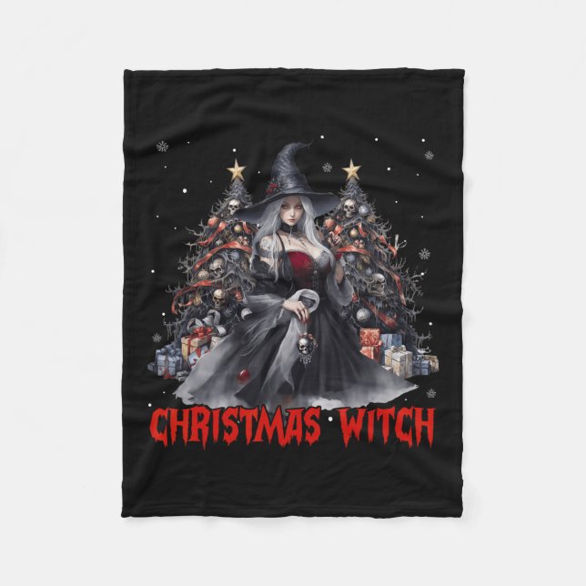 Christmas Witch Occult Goth Witchy Aesthetic Women Fleece Blanket (Front)