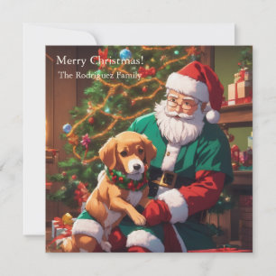 Christmas with a happy dog holiday card