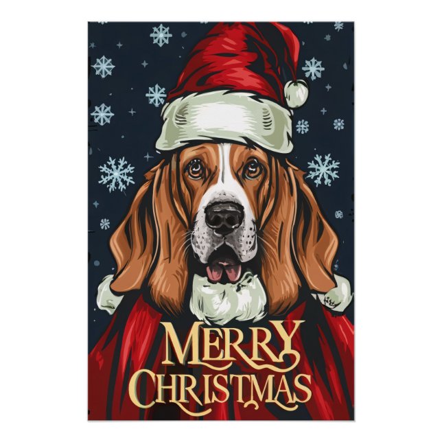 Christmas with Basset Hound Poster (Front)