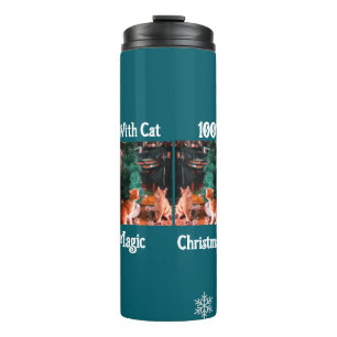 Christmas With Cat  Photo text customize Thermal Tumbler
