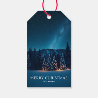 Christmas with Celestial Moon Phases, Winter Night Gift Tags