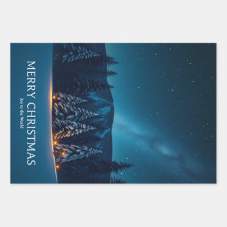 Christmas with Celestial Moon Phases, Winter Night Wrapping Paper Sheet