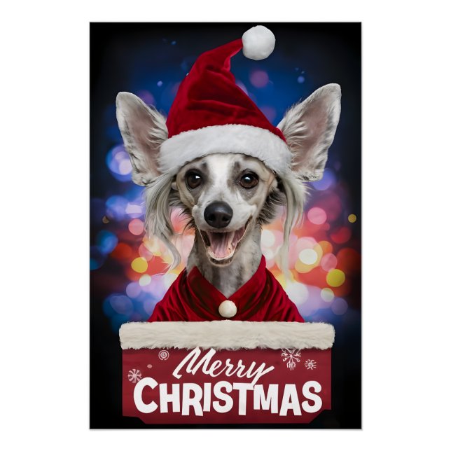 Christmas with Chinese Crested Dog Poster (Front)
