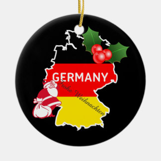 Christmas With German Map,Flag, and Santa Ceramic Tree Decoration