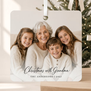 Christmas With Grandma Personalised Grandchildren  Metal Tree Decoration