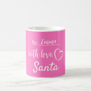 Christmas With Love From Santa Light Pink White Coffee Mug