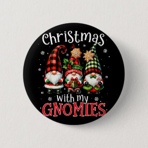Christmas With My Gnomies Buffalo Plaid Gnome Fami 6 Cm Round Badge