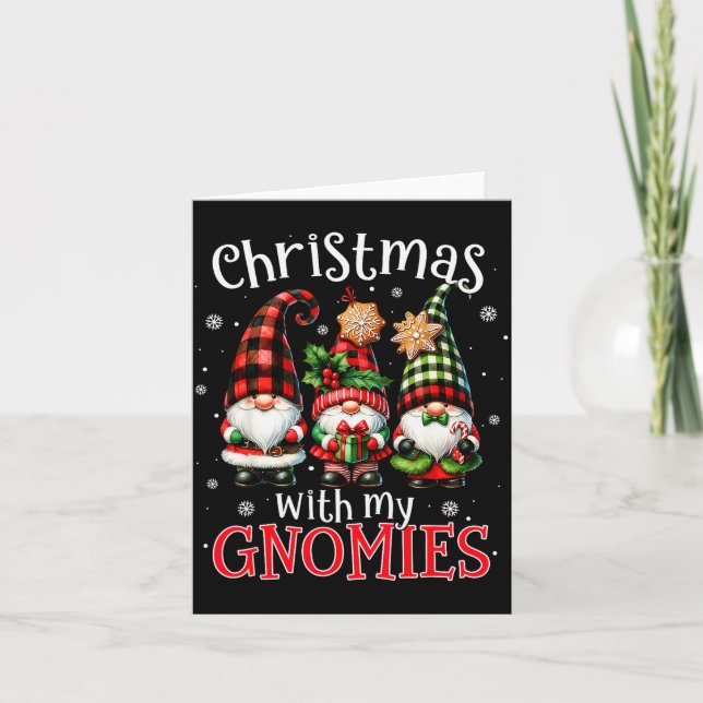 Christmas With My Gnomies Buffalo Plaid Gnome Fami Card (Front)
