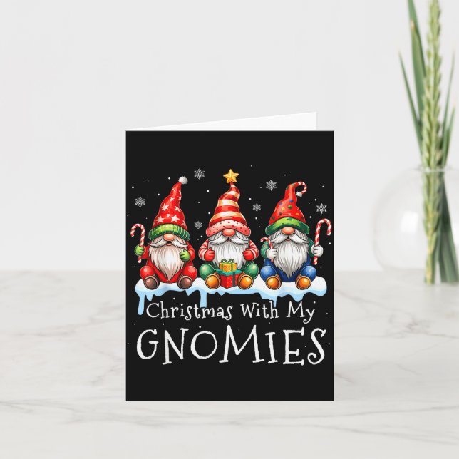 Christmas With My Gnomies Buffalo Plaid Gnome Fami Card (Front)