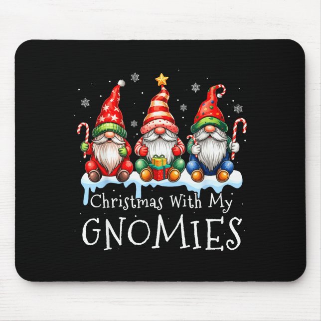 Christmas With My Gnomies Buffalo Plaid Gnome Fami Mouse Mat (Front)