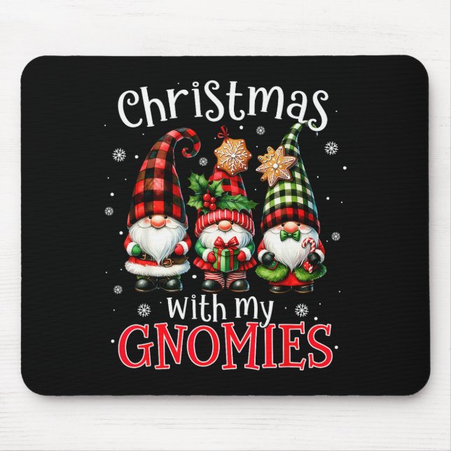 Christmas With My Gnomies Buffalo Plaid Gnome Fami Mouse Mat (Front)
