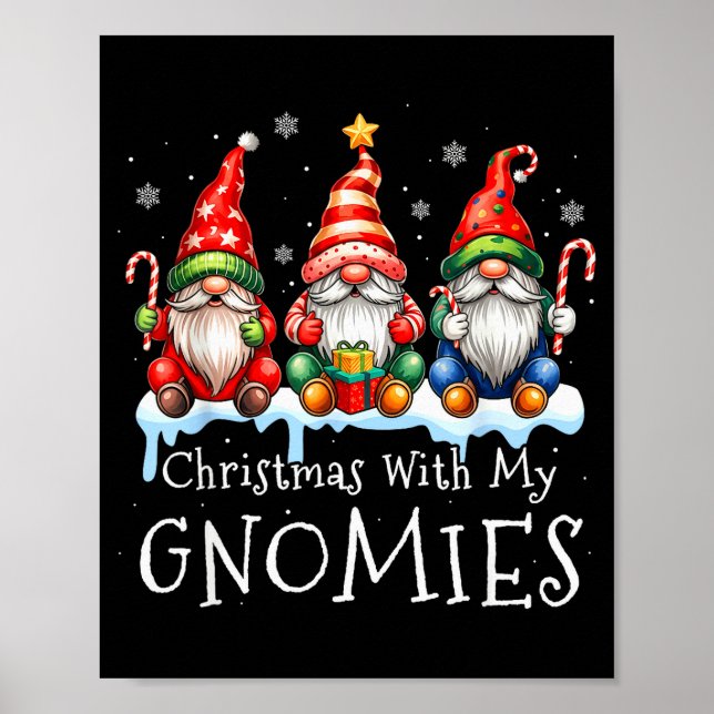 Christmas With My Gnomies Buffalo Plaid Gnome Fami Poster (Front)