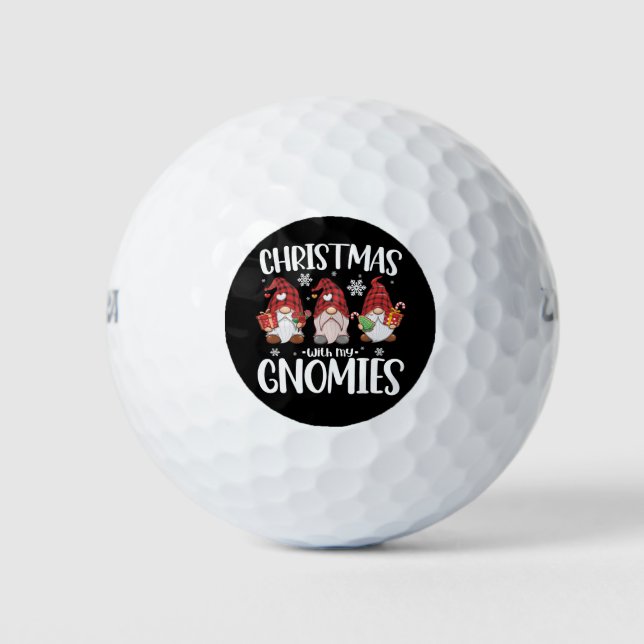 Christmas With My Gnomies Buffalo Red Plaid Gnome  Golf Balls (Front)