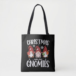 Christmas With My Gnomies Buffalo Red Plaid Gnome  Tote Bag