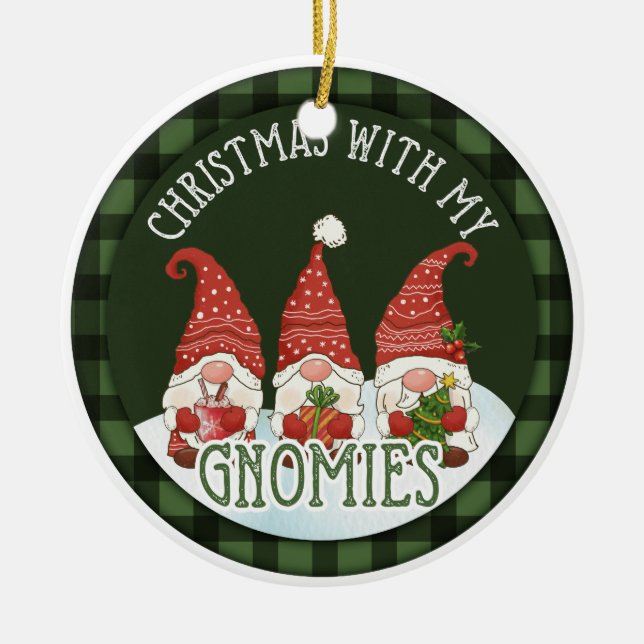 Christmas with my Gnomies Ceramic Tree Decoration (Front)