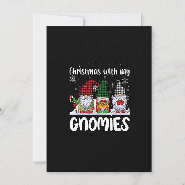 Christmas with my Gnomies Cute Gnome Buffalo Plaid Invitation (Front)
