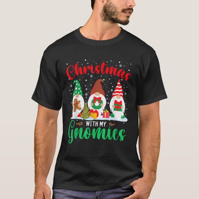 Christmas With My Gnomies Funny Christmas Santa EL T-Shirt (Front)