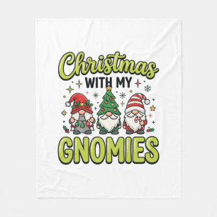 Christmas With My Gnomies Gnome Design Fleece Blanket
