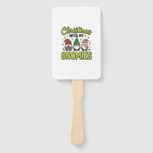 Christmas With My Gnomies Gnome Design Hand Fan
