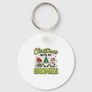 Christmas With My Gnomies Gnome Design Key Ring