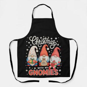 Christmas With My Gnomies Gnome Xmas Lights Family Apron