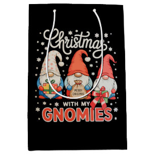 Christmas With My Gnomies Gnome Xmas Lights Family Medium Gift Bag
