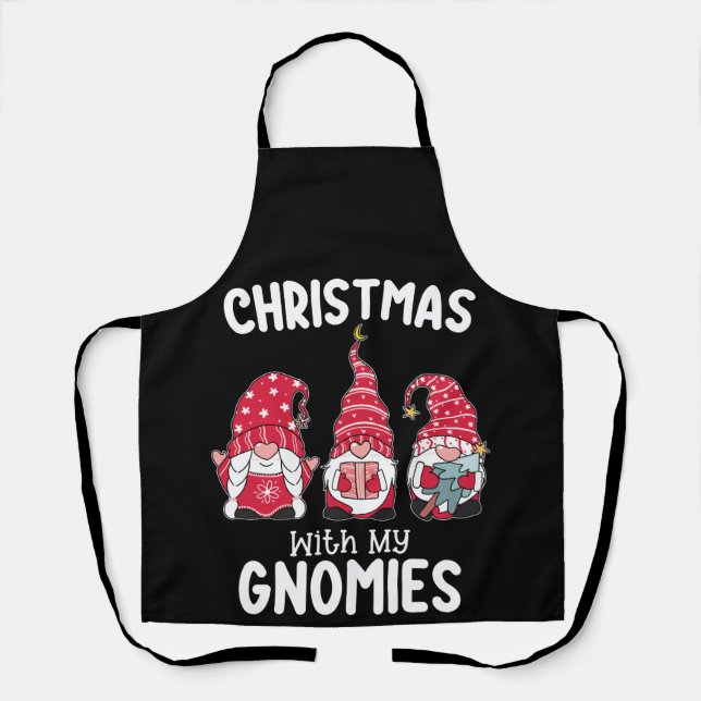 Christmas With My Gnomies Holiday Gnome Apron (Front)