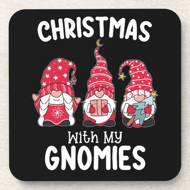 Christmas With My Gnomies Holiday Gnome Coaster (Front)