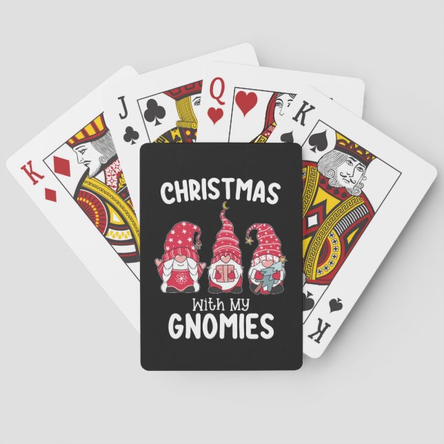 Christmas With My Gnomies Holiday Gnome Playing Cards (Back)