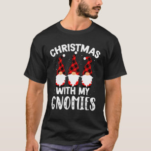 Christmas With My Gnomies Plaid Garden Christmas G T-Shirt