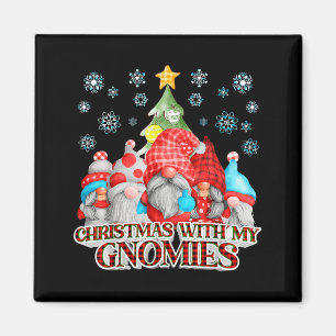 Christmas With My Gnomies Plaid Gnome Group Pajama Magnet