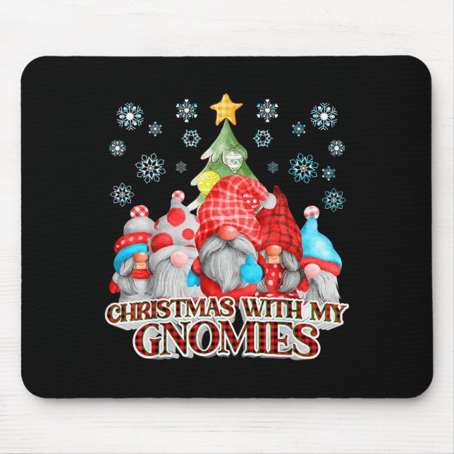 Christmas With My Gnomies Plaid Gnome Group Pajama Mouse Mat (Front)