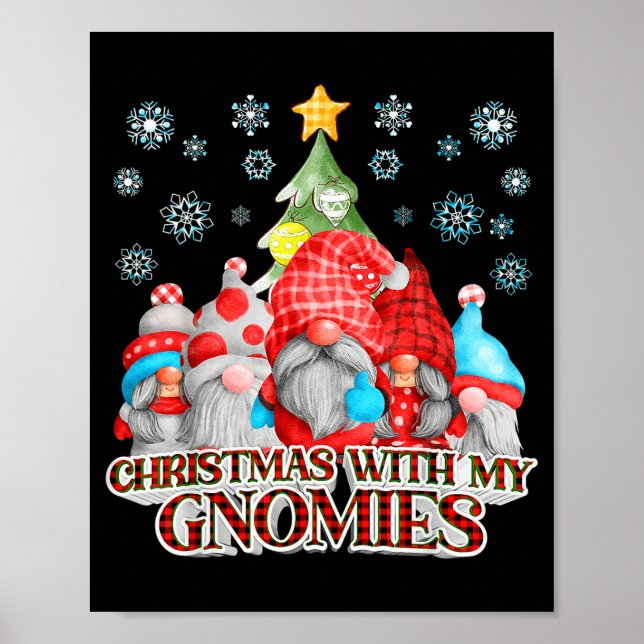 Christmas With My Gnomies Plaid Gnome Group Pajama Poster (Front)