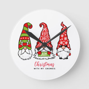 Christmas With My Gnomies  Round Clock