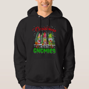 Christmas With My Gnomies Three Gnomes Xmas Trees  Hoodie
