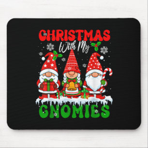 Christmas With My Gnomies Xmas Three Santa Gnomes Mouse Mat