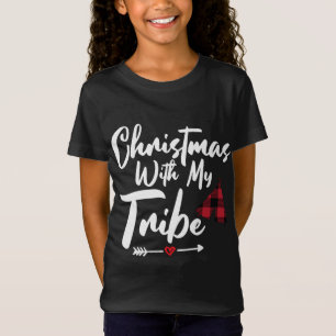 Christmas With My Tribe Buffalo Plaid Family Match T-Shirt