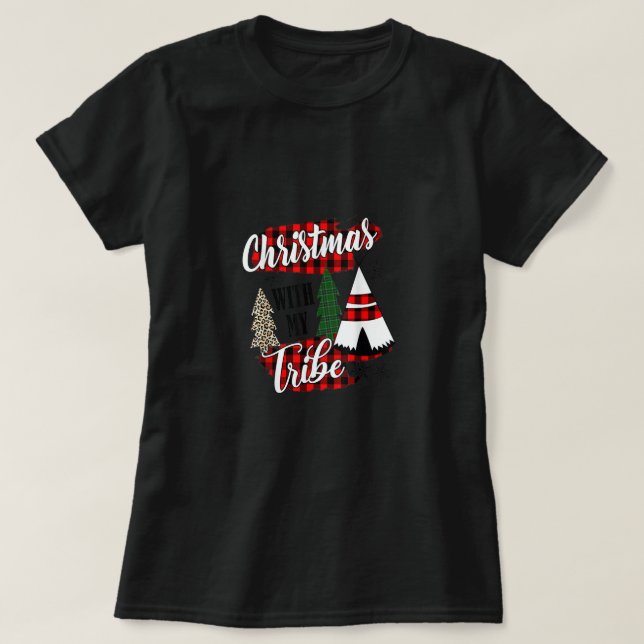 christmas with my tribe pajama family leopard T-Shirt (Design Front)