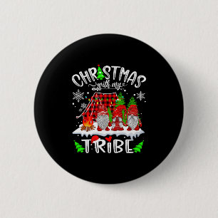 Christmas With My Tribe Red Plaid Cute Gnomes Fami 6 Cm Round Badge
