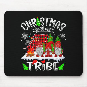 Christmas With My Tribe Red Plaid Cute Gnomes Fami Mouse Mat