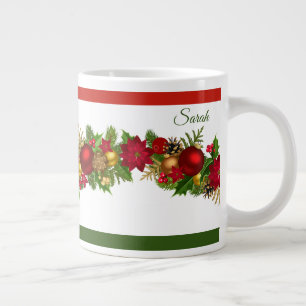 Christmas with Name Red & Green Serious Coffee Large Coffee Mug