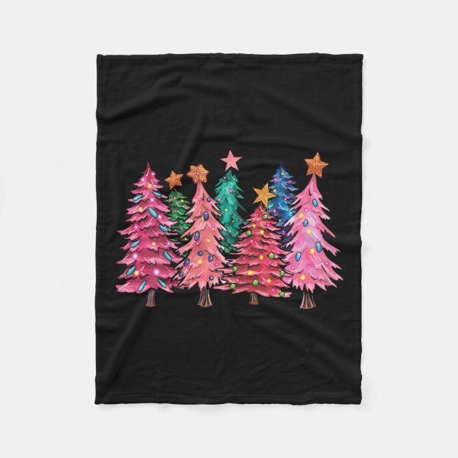 Christmas With Pink Trees Xmas Costume Girls  Fleece Blanket (Front)